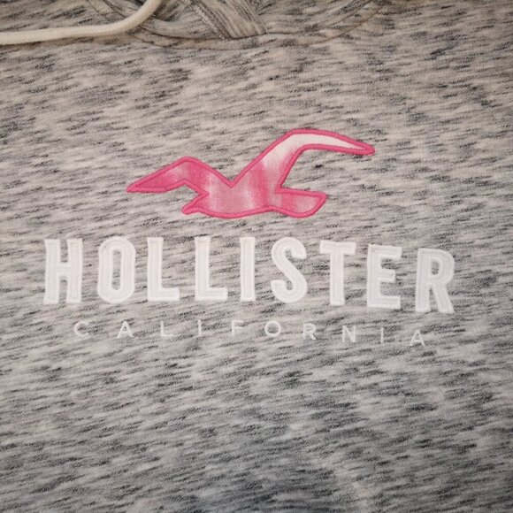 Hollister Ladies Size Medium Grey/White/Black Fleece Lined Hoodie - Picture 4 of 10